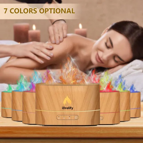 Flame Effect Essential Oil Diffuser - Cozy Wood Look witch Timer - cosyaura