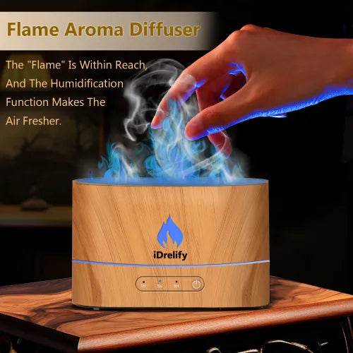 Flame Effect Essential Oil Diffuser - Cozy Wood Look witch Timer - cosyaura