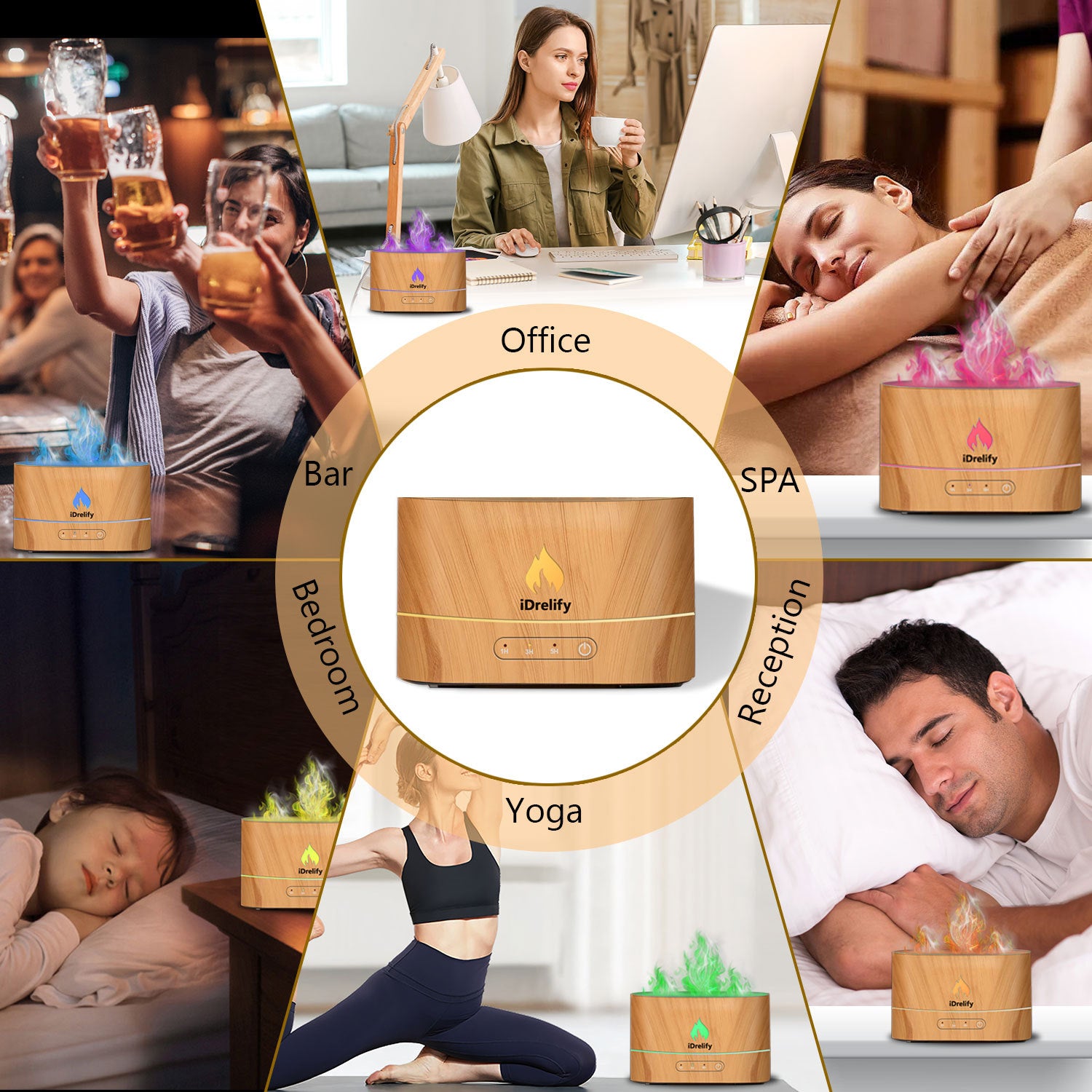 Flame Effect Essential Oil Diffuser - Cozy Wood Look witch Timer - cosyaura